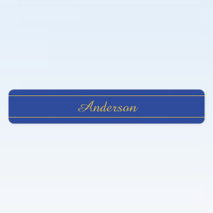 Etiquetas Elegante Roteiro Dourado em Fundo Azul-Marinho