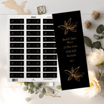 Etiquetas Elegantes Pretas e Douradas para Postage