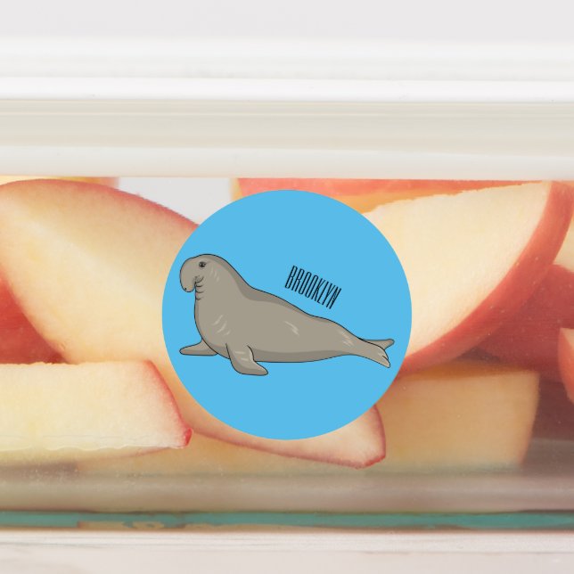 Etiquetas Elephant seal cartoon illustration  (Afixado)