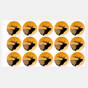 Etiquetas Elk Bugling no Sunset - Arte original sobre a vida