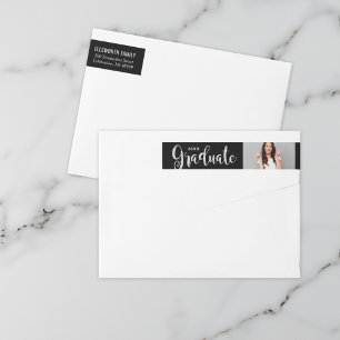 Etiquetas Endereço de Devolução de Foto de Graduado Prata