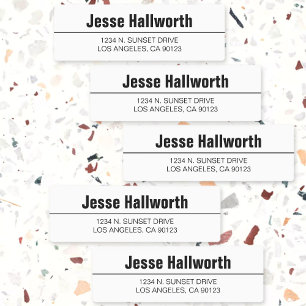 Etiquetas Endereço Simples Moderno, Branco e à Prova de Á