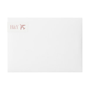 Etiquetas Endereço Tema de Viagem de Avião Dourado Rosa Rosa