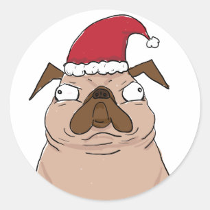 Etiquetas engraçadas do Natal do Pug do papai noe