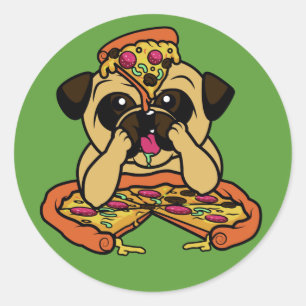Etiquetas engraçadas do Pug da pizza