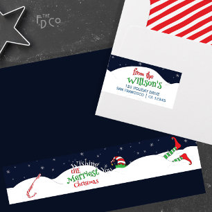 Etiquetas Engraçado Descanso Elf Feliz Desejo de Natal