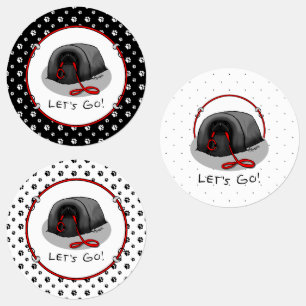 Etiquetas Engraçado Vamos Lá! para um passeio cachorro pequi