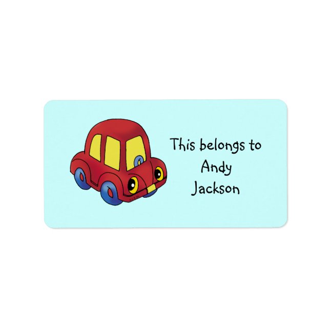 Etiquetas escolares (carro de brinquedo) (Frente)