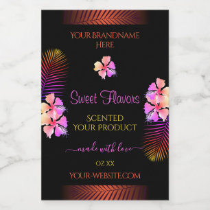 Etiquetas Escuras de Produtos Exóticos Flores Rain
