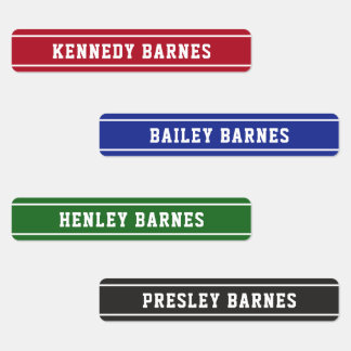 Etiquetas Esportes Vermelhos Azuis Negros De Volta Ao Nome D