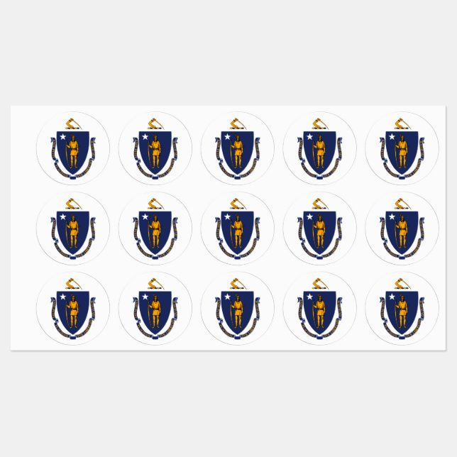Etiquetas Estado de Massachusetts Flag Design (Folha)