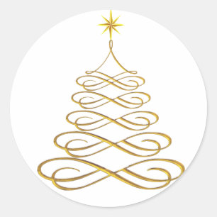 Etiquetas estilizados Dourados da árvore de Natal