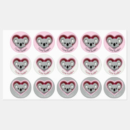 Etiquetas Eu Adoro Koalas Sticker Sheet Cute Bear Heart