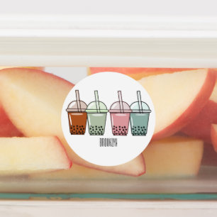 Etiquetas Exemplo de desenho animado do chá de bolhas