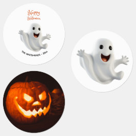 Etiquetas Fantasma Fofo e Assustador de Halloween