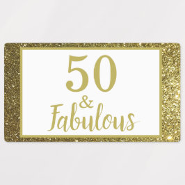 Etiquetas Faux Dourado Glitter Fabuloso 50º aniversário