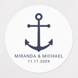 Etiquetas Favor do Casamento de Âncora Azul do Marinho Náuti