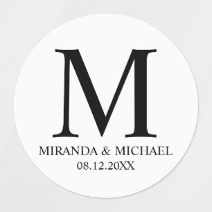 Etiquetas Favor do Casamento do Monograma Elegante Preto e B