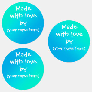 Etiquetas "Feita Com Amor Por" Teal Rótulos Personalizados