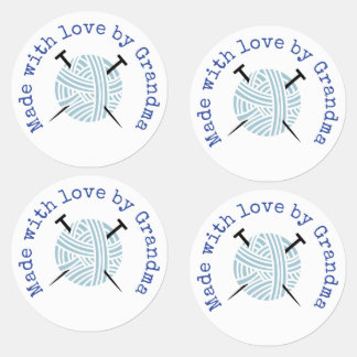 Etiquetas Feita com o Amor pela Avó tricotando Personalizado