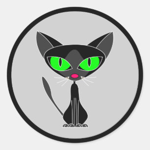 Etiquetas felinos extravagantes do gato preto