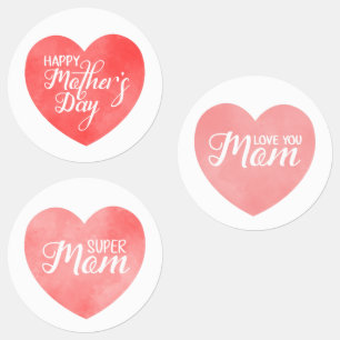Etiquetas Feliz dia de as mães de cor rosa, mãe ama