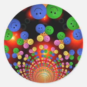 Etiquetas felizes coloridas da espiral da cara