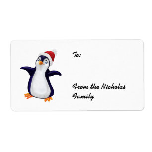 Etiquetas felizes do presente de Natal do pinguim