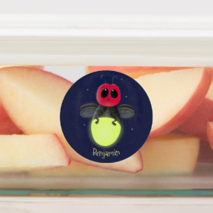 Etiquetas Figura de desenho animado com inseto de raio