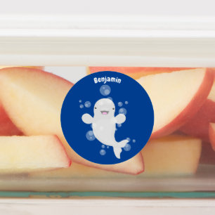 Etiquetas Figura de desenho animado de bolhas de baleia belu