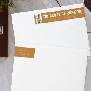 Etiquetas Filmstrip Photo Collage Graduation Address Orange
