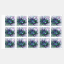 Flor Nome Abstrato Fractal Moderno Roxo Verde