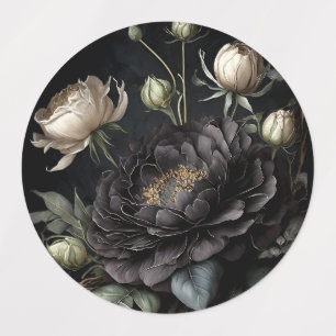 Etiquetas Flor Preto Rosa de Disposição Gótica