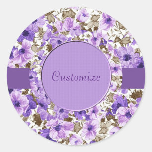 Etiquetas florais roxas & brancas personalizadas