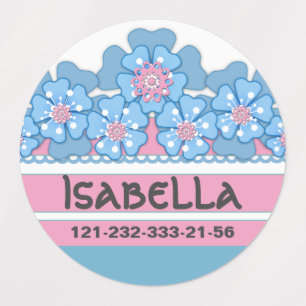 Etiquetas floral Azul-cor-de-rosa, teste padrão, flores,