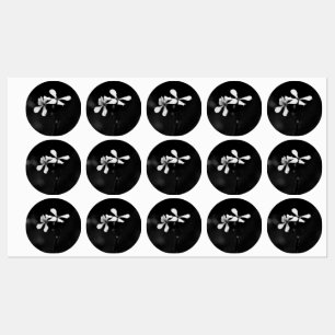 Etiquetas floral preto e branco minimalista