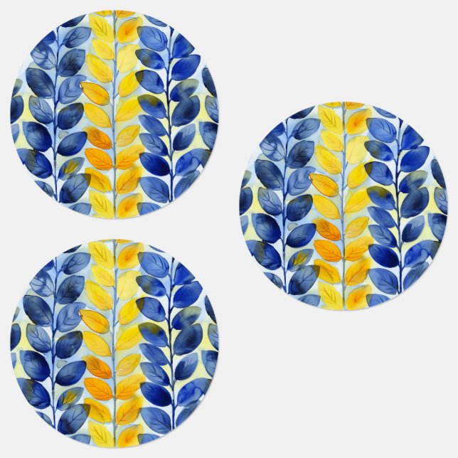 Etiquetas Folhas Amarelas e Azuis (Grupo)