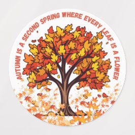 Etiquetas Folhas de outono quentes, presentes mágicos da tem