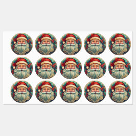 Etiquetas Folk Art Vintage Santa Claus Style Labs