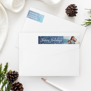 Etiquetas Foto de Feliz Natal em Aquarela Azul