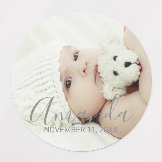 Etiquetas Foto personalizada com nome e texto personalizados (Design 1)