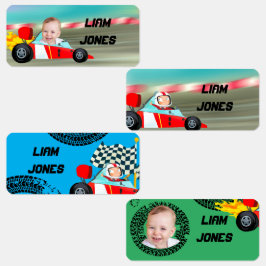 Etiquetas fotografia personalizada do carro de corrida