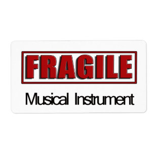 Etiquetas frágeis do instrumento musical