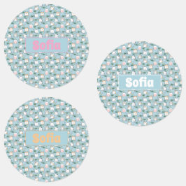 Etiquetas Gatinho kawaii, branco, azure nome azul