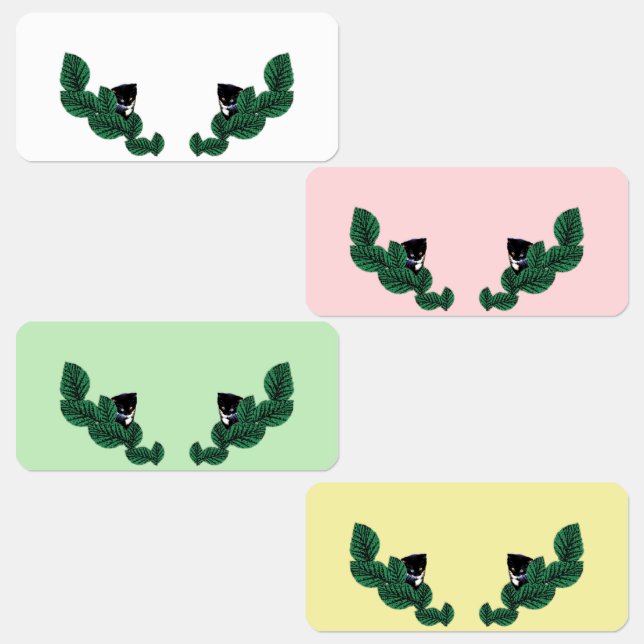 Etiquetas Gatinhos com Folhas (Grupo)