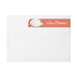 Etiquetas Gato de Natal Branco num Chapéu Vermelho