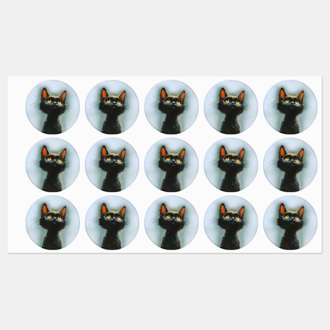 Etiquetas Gato Preto Encantado (Folha)