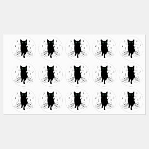 Etiquetas Gato Preto Rodeado por Notas Musicais Sussurrantes