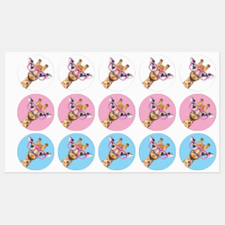 Etiquetas Giraffe with Pink Glasses Sticker Set Cute Animal 