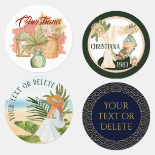 Etiquetas Girlie pastel Boho e Masculine texto personalizado